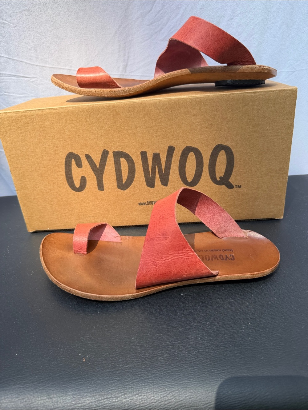 Cydwoq Women’s Terracotta Leather Slide Sandals